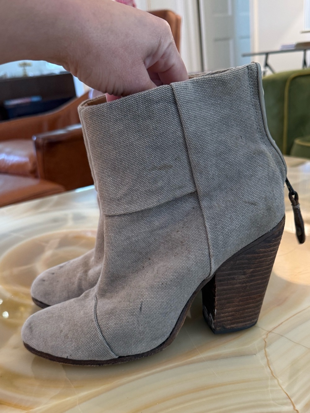 Rag and Bone booties - Women's Neutral Canvas Ankle Boots - Beige